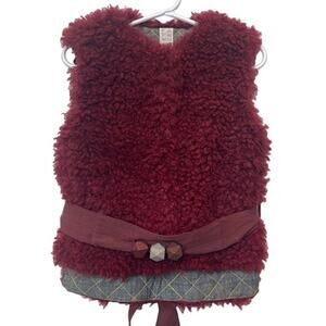 Tia Cibani Kids bonfire vest sherpa berry red toddler tie back NWT Size 3T/4T
